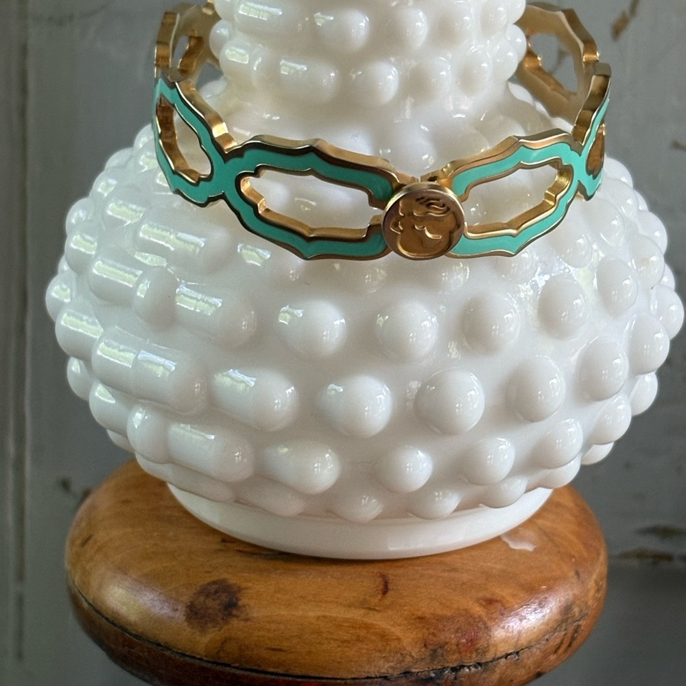 Spartina gold and teal cartouche bracelet